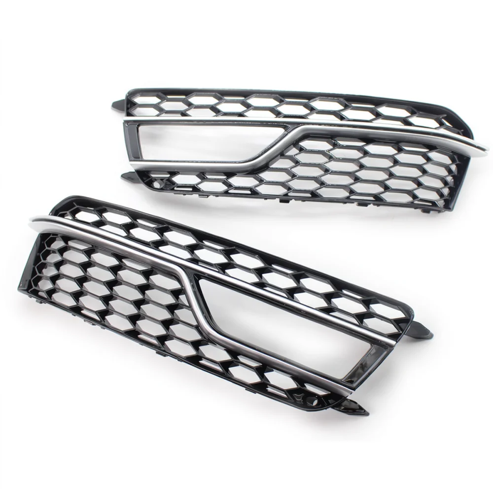 Auto Exterior Parts Fog Lamp Grille Mesh For Audi A5 S5 Sline 13 16 Front Bumper Cover Decorative Vent Replacement Trim Grill