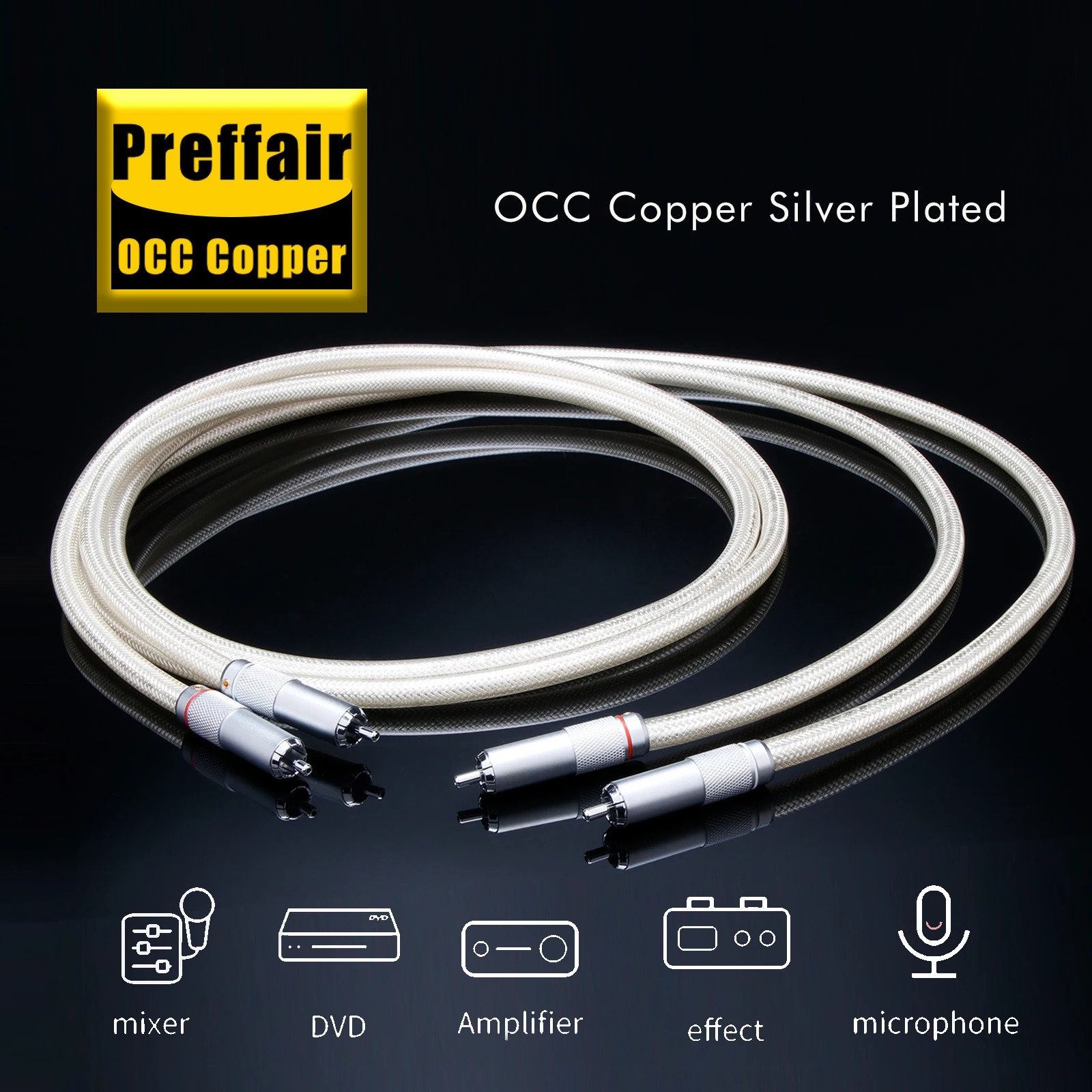 

Preffair 5N OCC Серебряный кабель RCA Флагманская сигнальная линия RCA 110 Ом с штекером RCA с родинным покрытием RCA Аудио провода