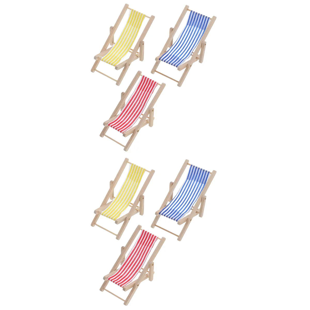 2 Count Miniature Beach Chair Folding Figurines House Baby Model Fabric Dollhouse Decoration Fairy Garden Accessories