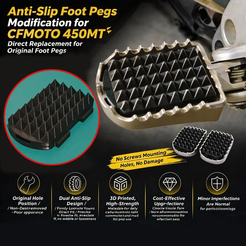 2PCS Motorcycle Modified Foot Pegs For CFMOTO 450MT Non-Destructive Installation 3D Printed Wave Serrations Anti-Slip Structure