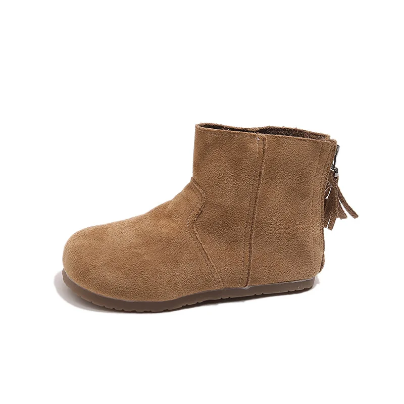 الفتيات أحذية الموضة الخريف الشتاء جديد للأطفال الرجعية الصغار بولي PU جلد الغزال لينة سوليد أحذية أطفال الشقق حجم 23-34