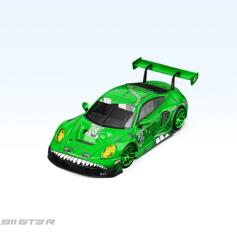 TimeMicro&StarRace 1:64 992 GT3 R Tyrannosaurus Modelo de liga rosa/verde *com capa contra poeira acrílica - em estoque