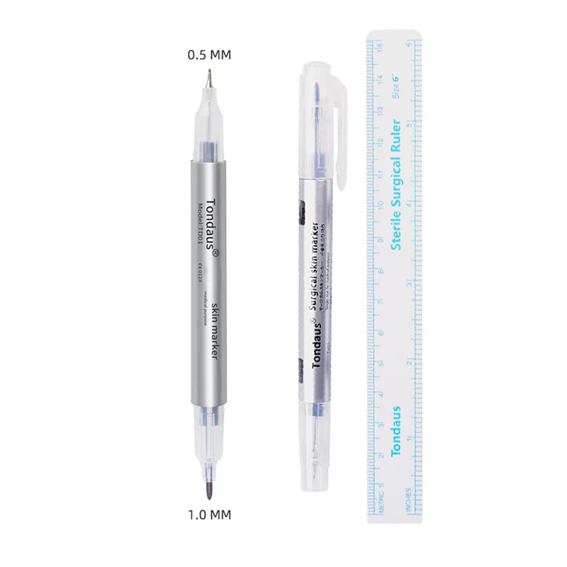 5/10/20Pcs Disposable Sterilized Package With Ruler Medical Surgery Permanent Makeup Body Tattoo Piercing Scribe Skin Marker Pen