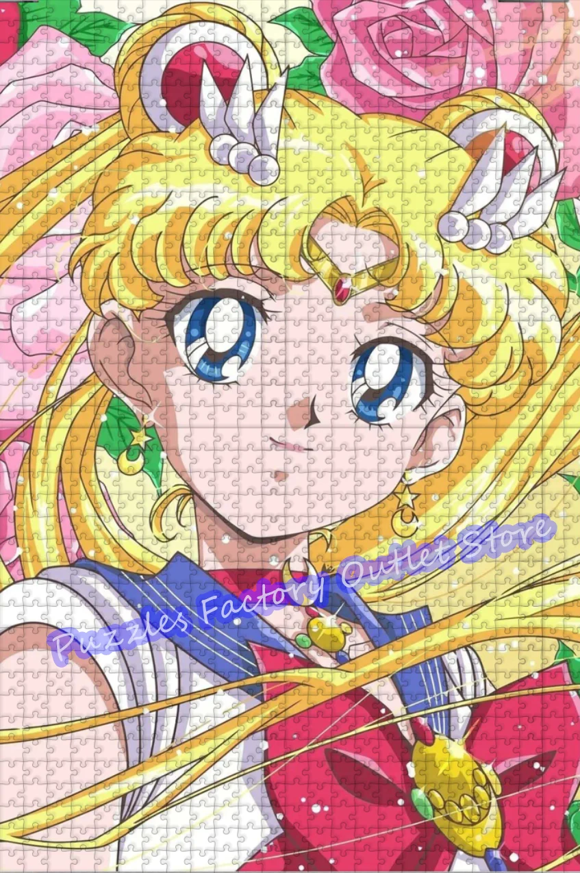 Sailor Moon Jigsaw Puzzles 300/500/1000 Pieces Cute Cartoon Girl Comic Print Puzzles for Kids Intellectual Game Toys Gifts