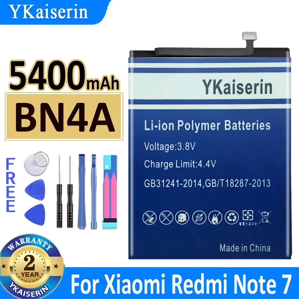 5400MAH YKaiserin Battery BN4A For Xiaomi Redmi Note 7 Note7 High Capacity Bateria + Track Code