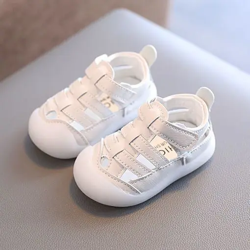 

new Summer Boy Hole Shoe Baby Hollow children Sandal Toddler Shoe Girls Velcro Beach Solid Color kids Watertight Neutral Sandals