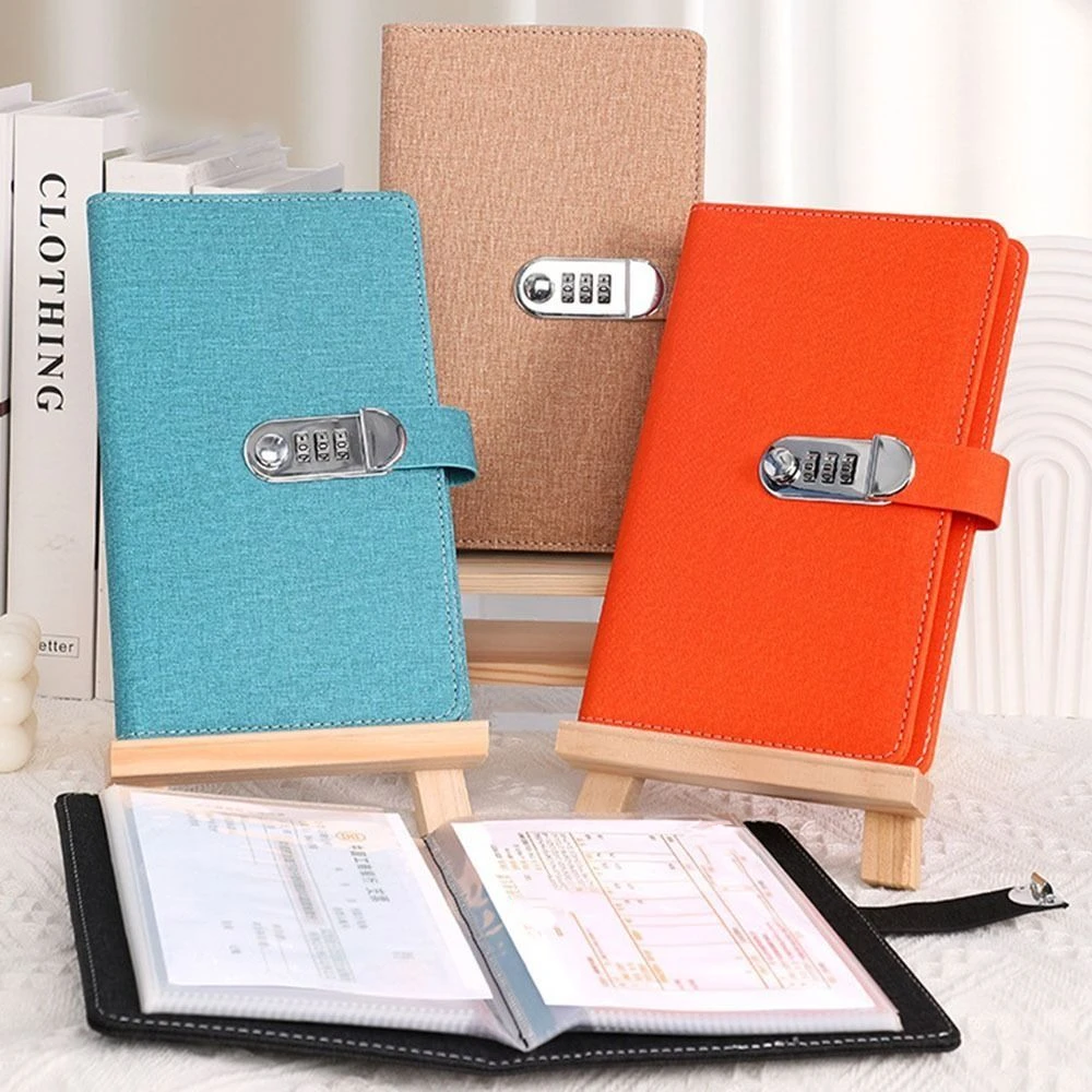 Refillable Paper Password Book Money Savings Challenge Money Planner Lock Diary Binder Safe PU Leather Journal Notepad Budget
