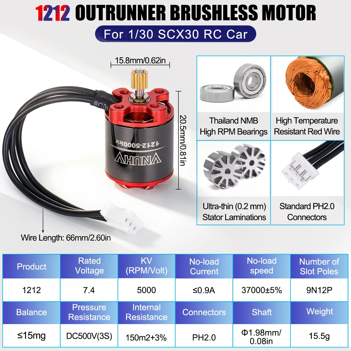 1212 5000KV Outer Rotor Brushless Motor 25A ESC Combo for 1/24 1/30 Axial SCX30 Ford Bronco SCX24 RC Crawler Upgrade Accessories view 2