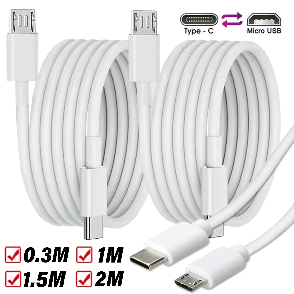 USB TypeC To Micro Fast Charging Data Cable 5V/2.4A Transfer OTG Adapter Cable 0.3m/1m/1.5m/2m for Samsung Xiaomi Huawei Macbook