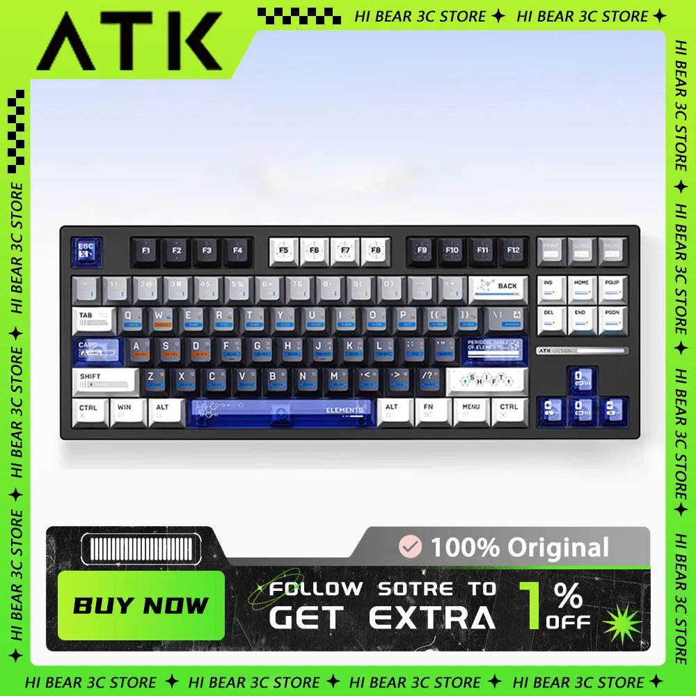 

ATK Z87 Wireless Mechanical Keyboar Three Mode Gasket Low Delay Gaming Keyboard SMART SPEED X Pc Gamer Accessories Mac Office