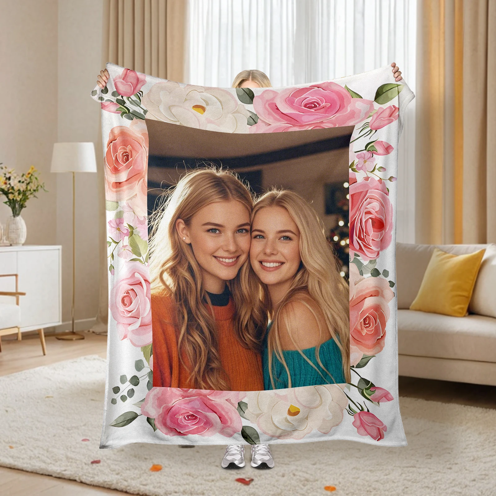 Intimate Bestie Photo With Text Photo Collage Customized Blanket Gift For Best Friend Couch Bedroom Camping Travel Usable