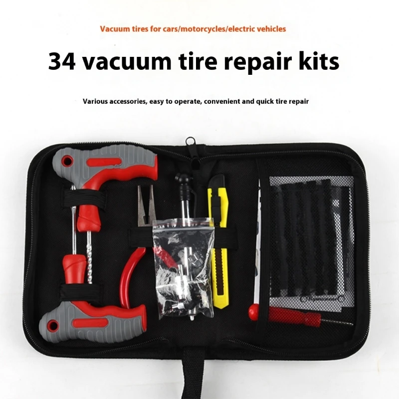 Professional Automotive Tire Repair Kit Comprehensive Emergency Puncture Fixing Tool Upgrades for Car Truck Motorcycle