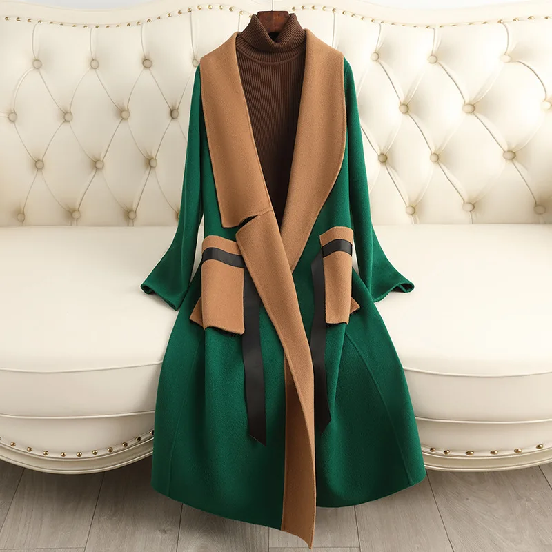 

New Long Wool Slim Fit Women's Nightgown Style Replacement Wool Coat