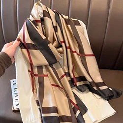 2023 180*90cm fashion Women Silk Winter Scarf Luxury Design Print Lady Beach Shawl Scarves Fashion Smooth Foulard Female Hijab