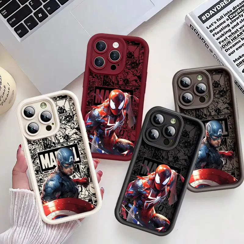 phone cases for Apple iPhone 15 13 14 12 11 Pro Max XS 7 XR 14Plus 8 X Angel Eye Ladder funda Cover Spiderman Venom Steve-Rogers