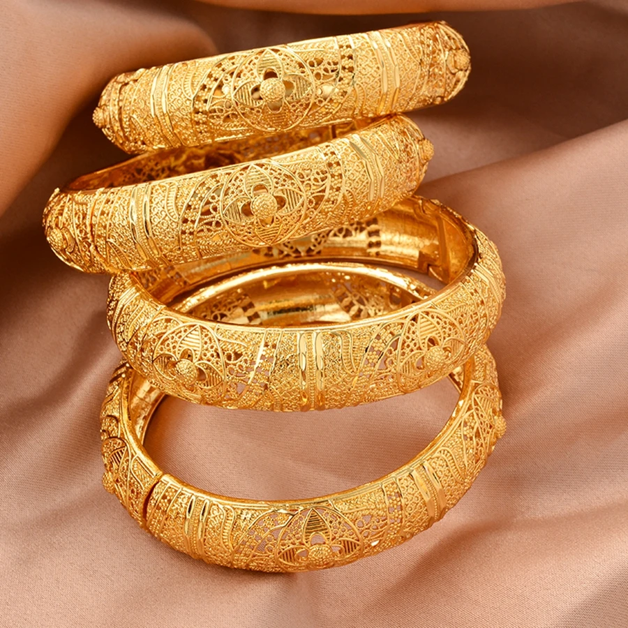 

24K Bangles Ethiopian Dubai Trendy Bangles for Women Arab African Gold Color Bracelet Jewelry, Middle East Wedding Gifts