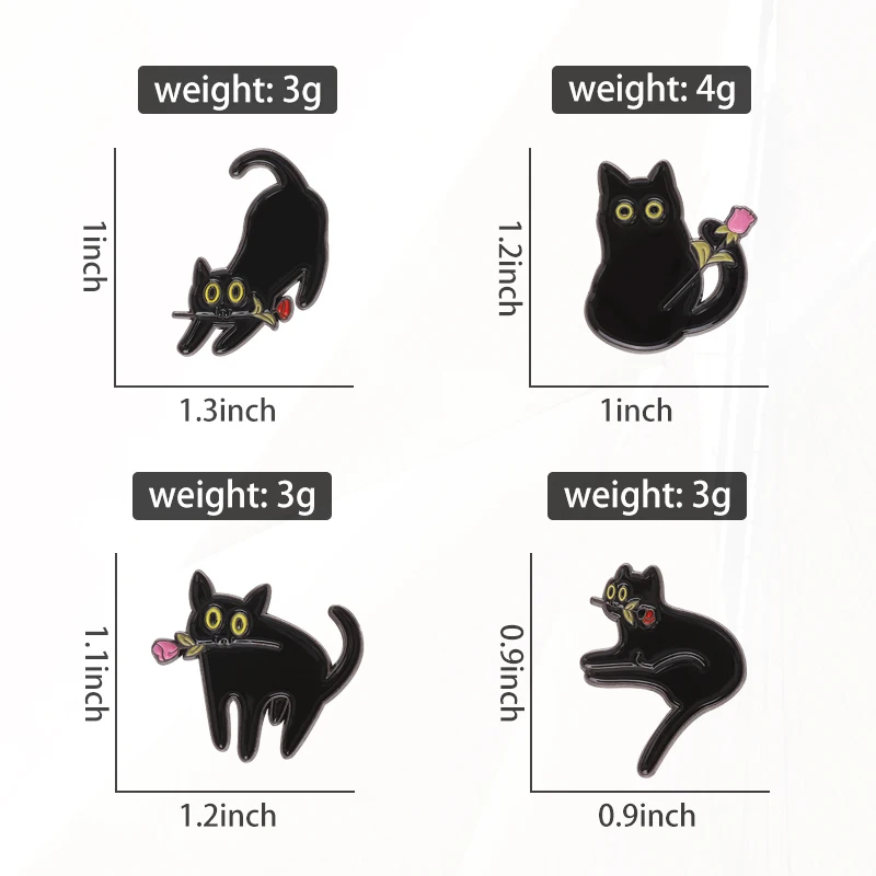 Милые Значки для лацканов в виде животных, Мультяшные панковские украшения, подарок для друзей, черная кошка с розой, эмалированная брошь, забавная на заказ