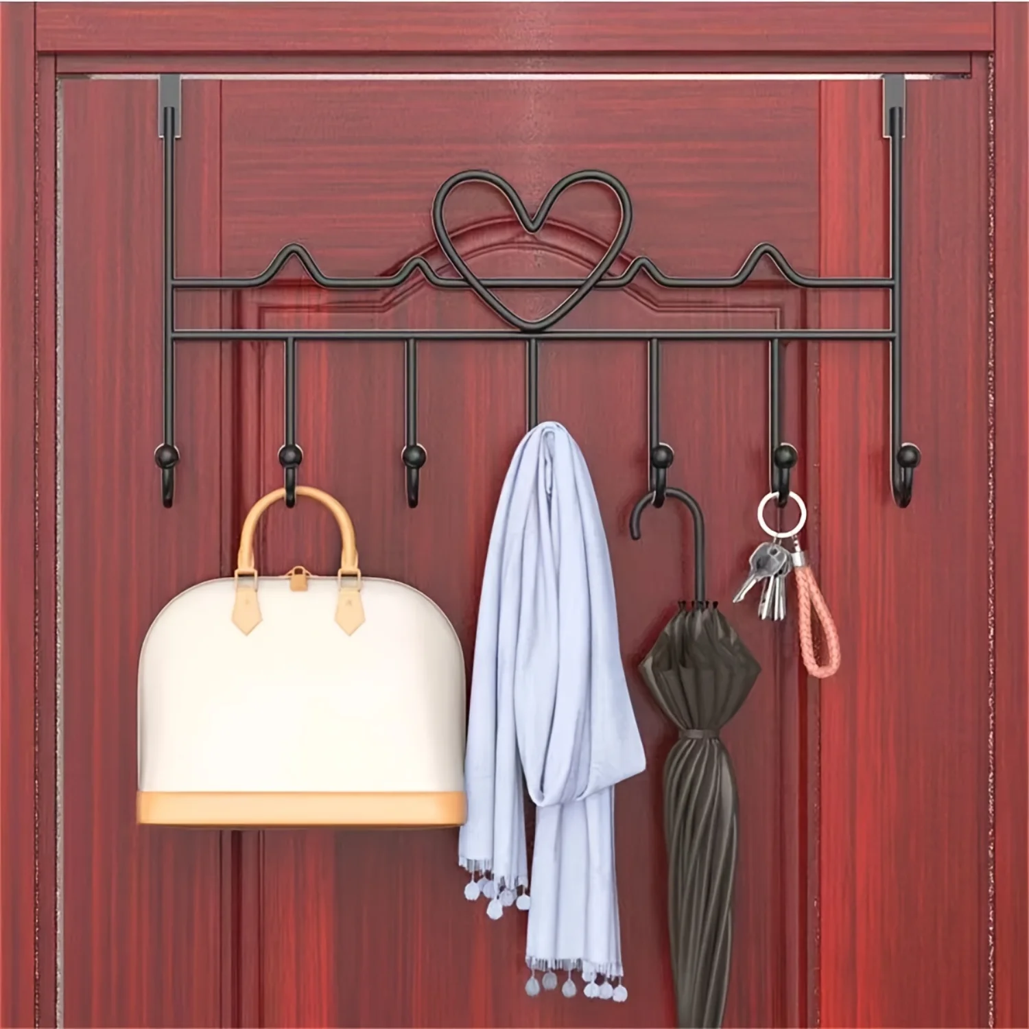 Over The Door Metal Hanging Rack With 7 , Fashionable 10.64\