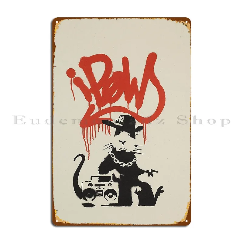 Banksy Gangsta Rat 2004 Metal Signs Wall Pub Mural Painting Club Printed Tin Sign Poster