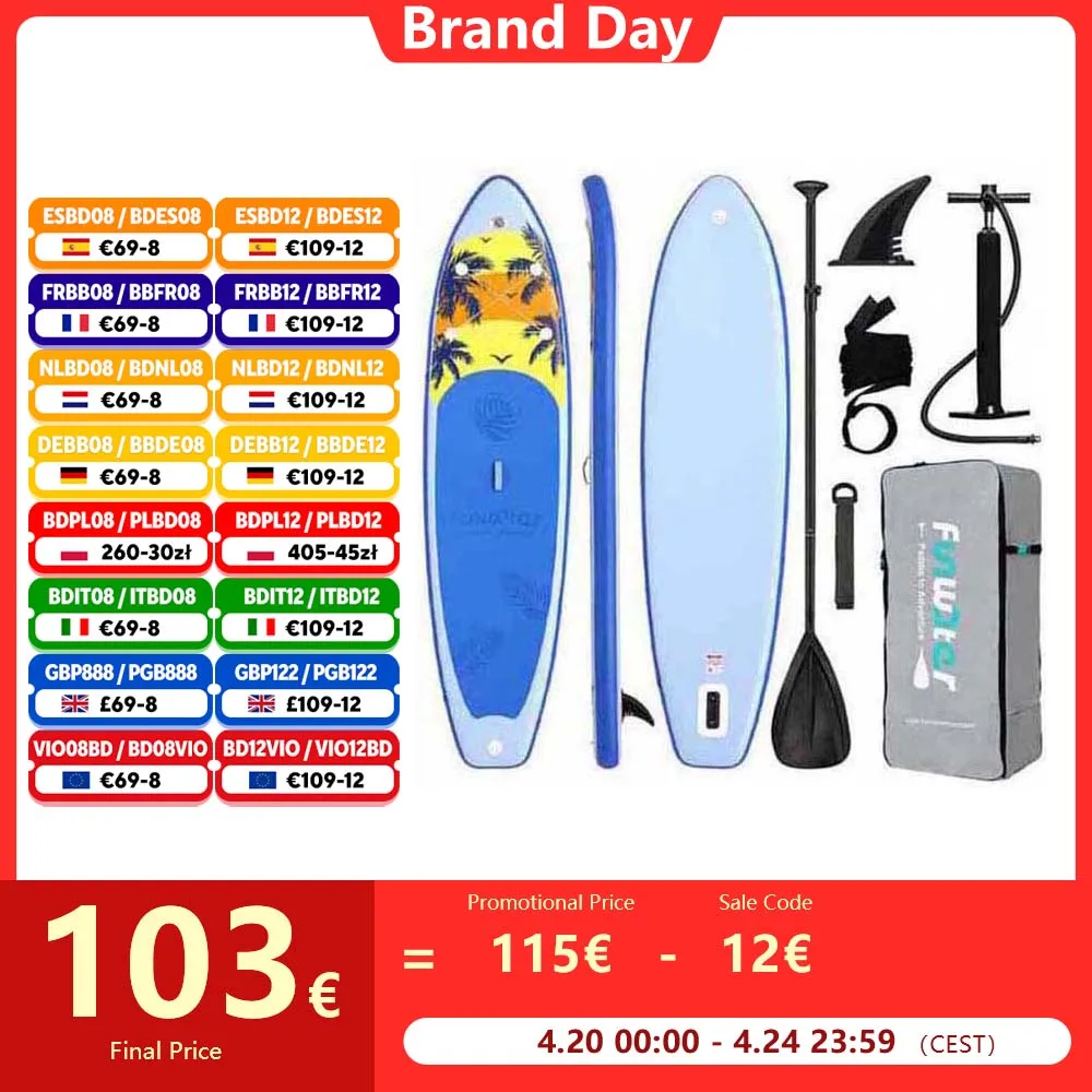FunWater gonflable Stand Up Paddle Board planche à pagaie planche de Surf Surf Sup Board 320-385CM antidérapant Sport nautique Paddle Board