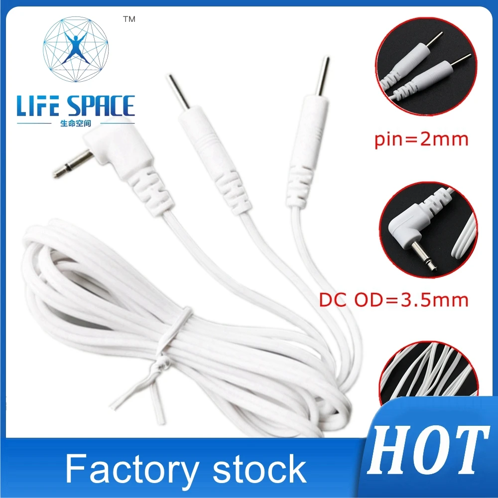 electrode pad leadwires cable for body therapeutic apparatus low medium frequency electrotherapy,L=1.2M pin=2mm DC OD=3.5mm