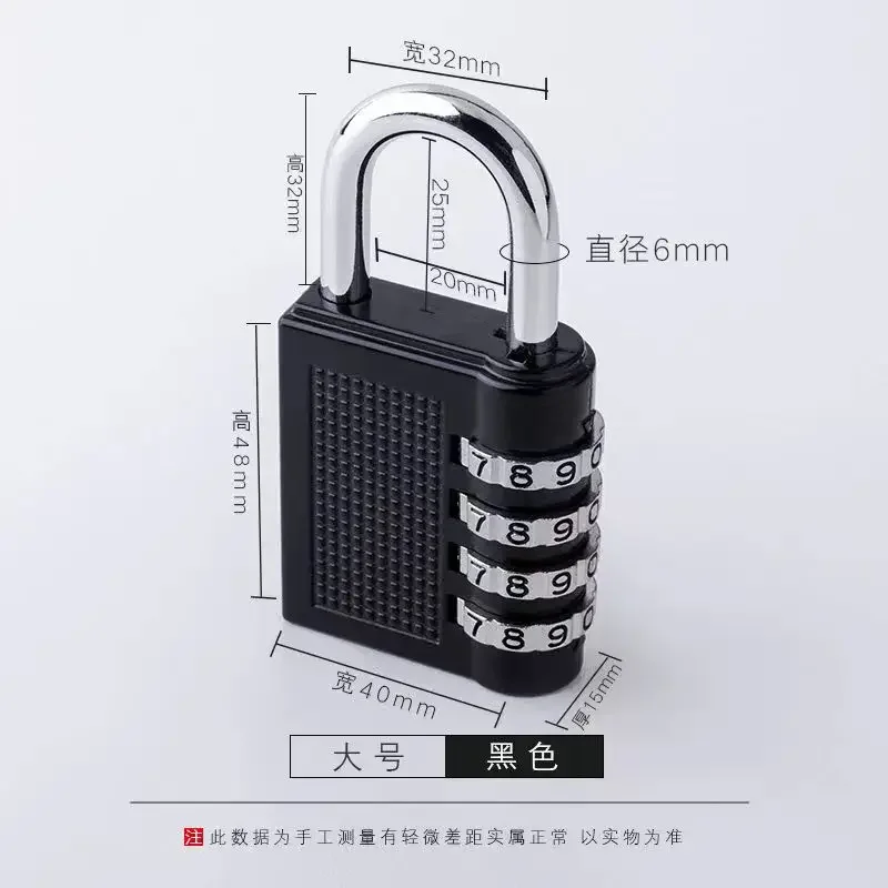 80*43*14Mm Heavy Duty 4 Dial Cijfercombinatie Lock Weerbestendige Bescherming Beveiliging Hangslot Outdoor Gym Veilig code Zwart