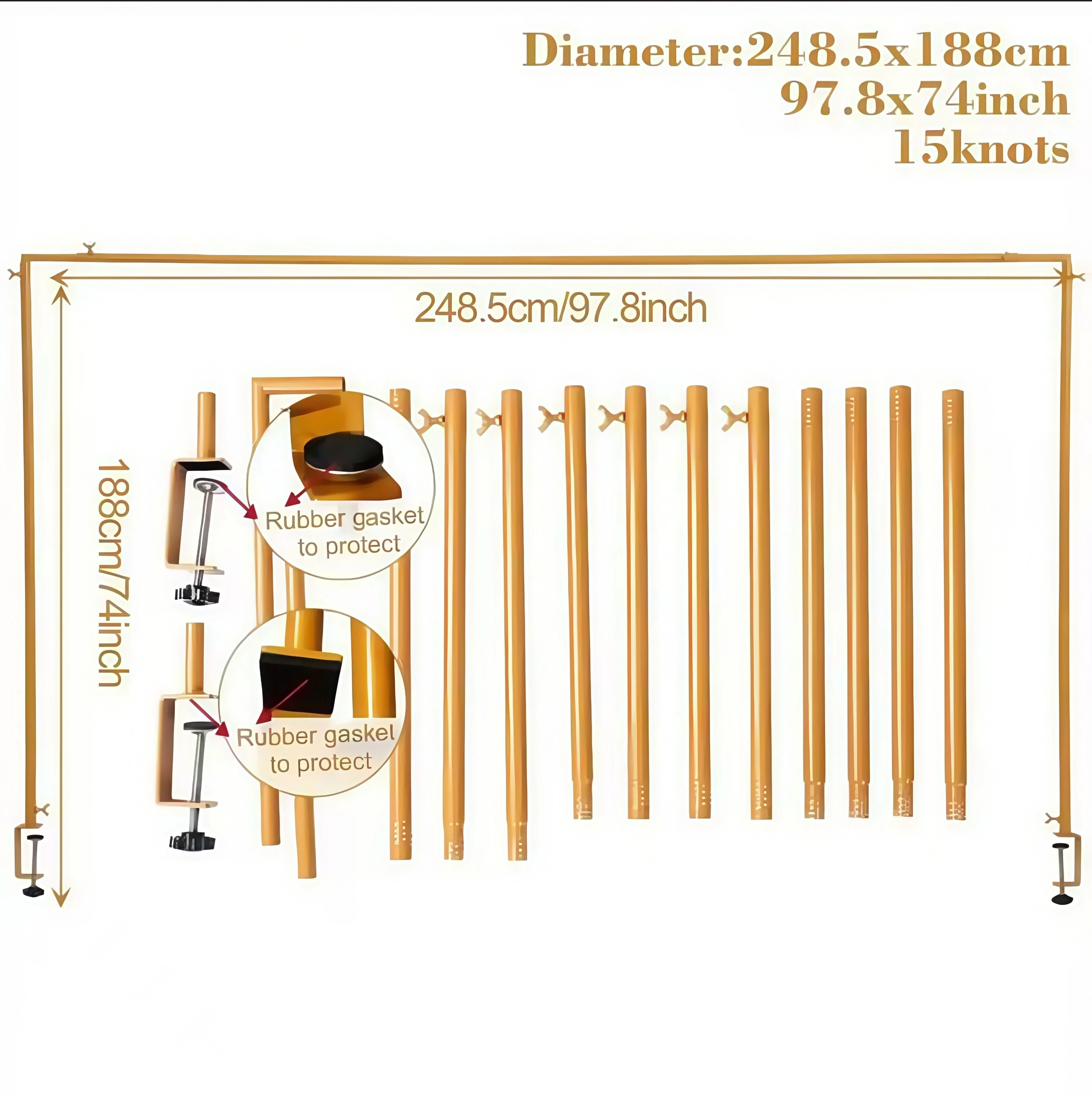 Verstelbare 46-98 inch tafelbooghanger met klem, over de tafelstangstandaard voor bruiloften, verjaardagen, feesten, woondecoratie - afbeelding 1