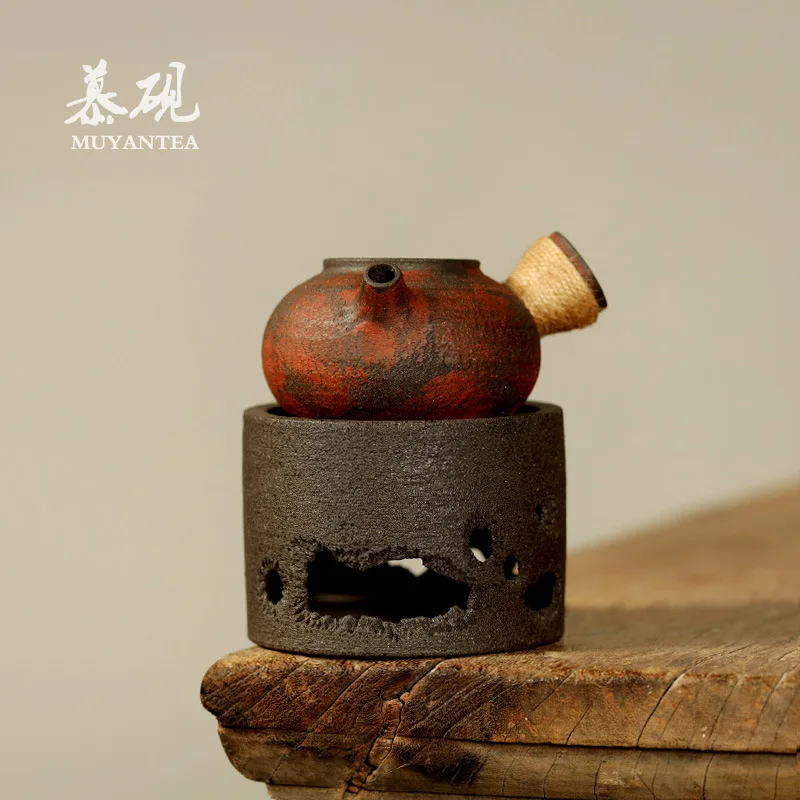 

Чайник ручной работы Mu Yan с боковой ручкой для заваривания у очага, бытовой водонагреватель на спиртовой лампе Jade Book, глиняная посуда для чая