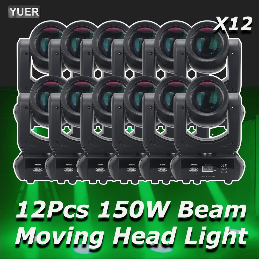 12Pcs/lot 150W LED Moving Head Light  Beam Spot 18 Rotating Prisms Dj Dmx Stage Light Effect Light Disco Dj Bar Wedding Club