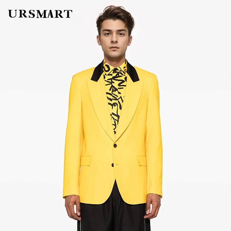 Classic Casual Suit English Gentleman Style Yellow Elegant Men's Set Spring and Autumn New Product Customized Men's Suit Coat