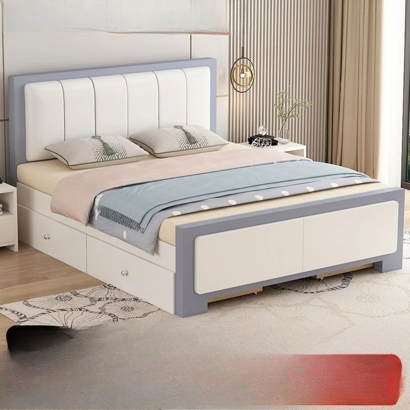 Solid wood bed, master bedroom soft bag, Nordic double bed