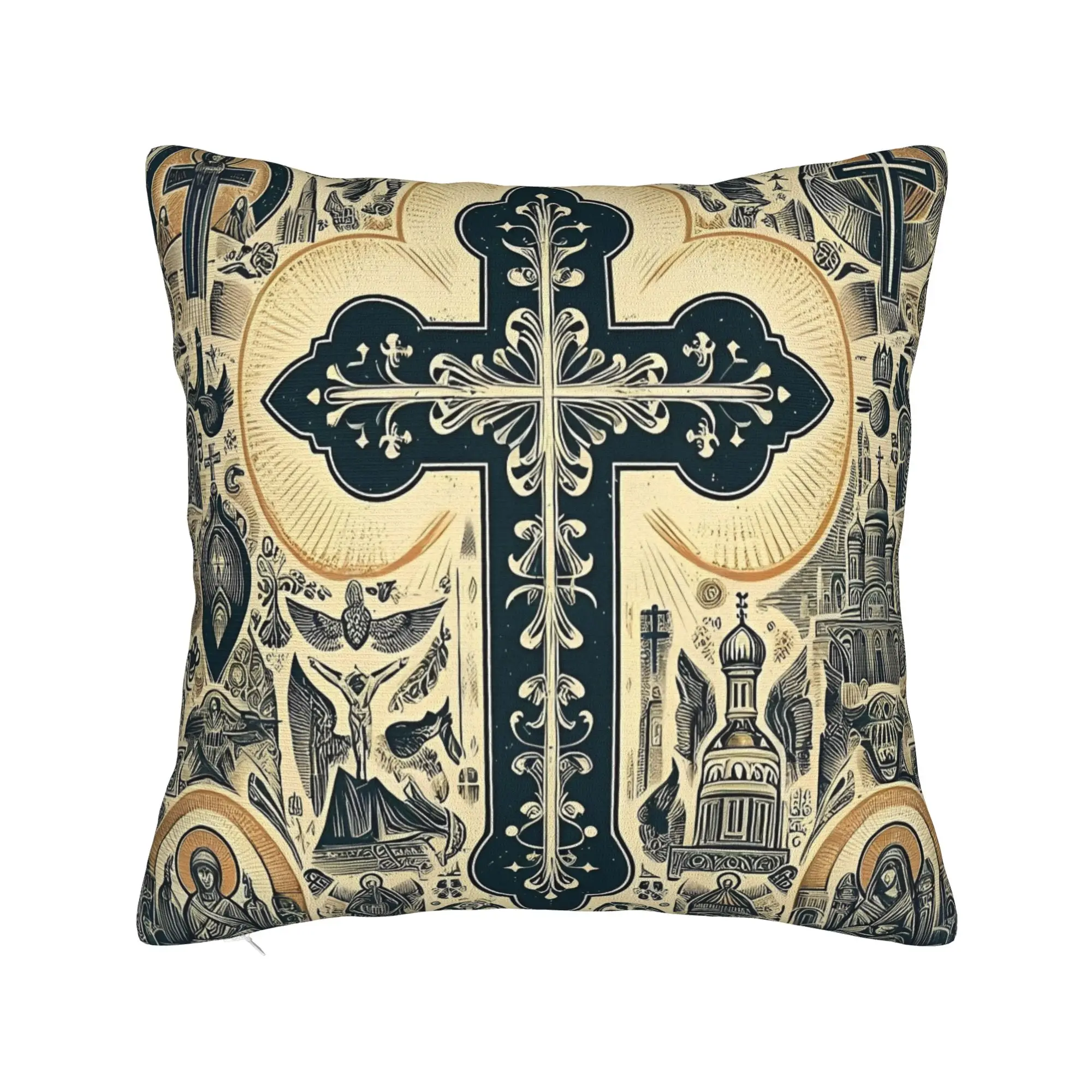 Orthodox Cross Square Pillow Covers Polyester Home  Jesus Christ Cushion Case Cute Home Decoration Pillowcase 40*40