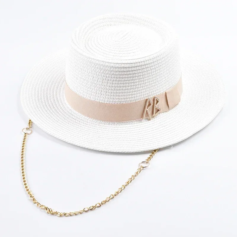 Summer Straw Hats for Women Ribbon Decoration Elegant Ladies Party Dress Hats Travel Beach Sun Hat Chapeau Femme