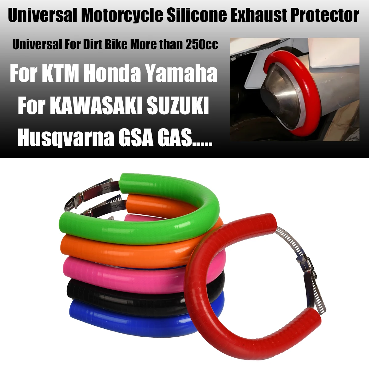 

Universal Motorcycle Silicone Exhaust Protector 100mm-160mm Round Exhaust Protector Exhaust Pipe Fixing Ring Pipe Anti-fall