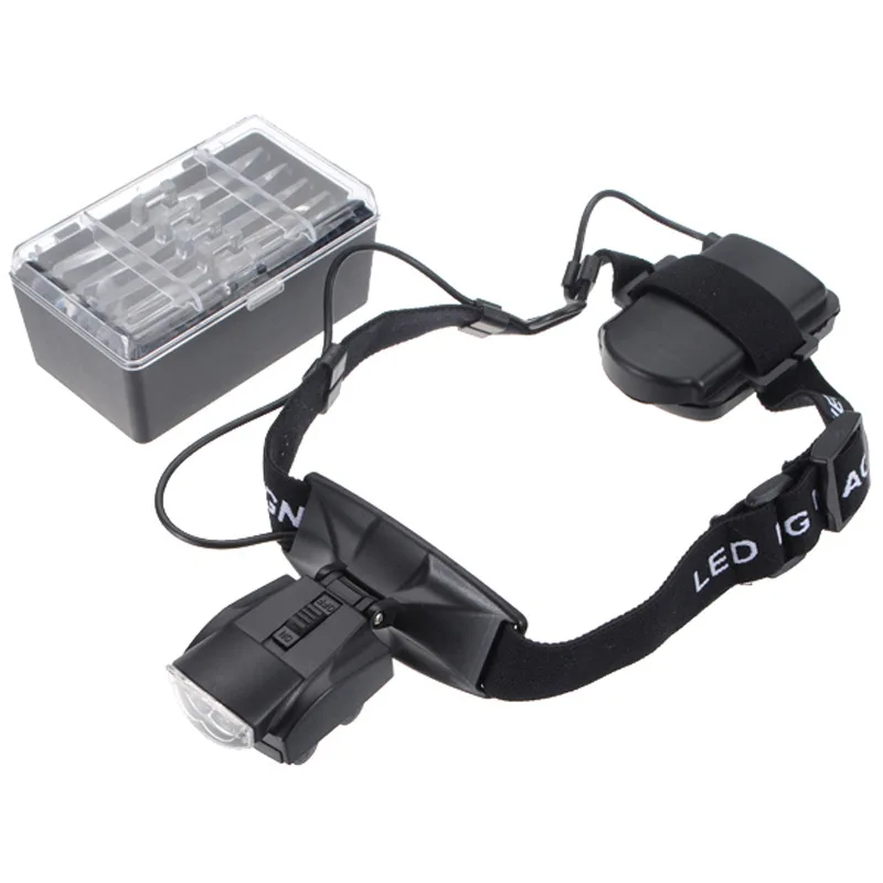 9892C Double LED Lighting Lamp Workshop Inspection Head Wearing Magnifier Repair tools  Jewel Lupa Reading Magnifying glasses