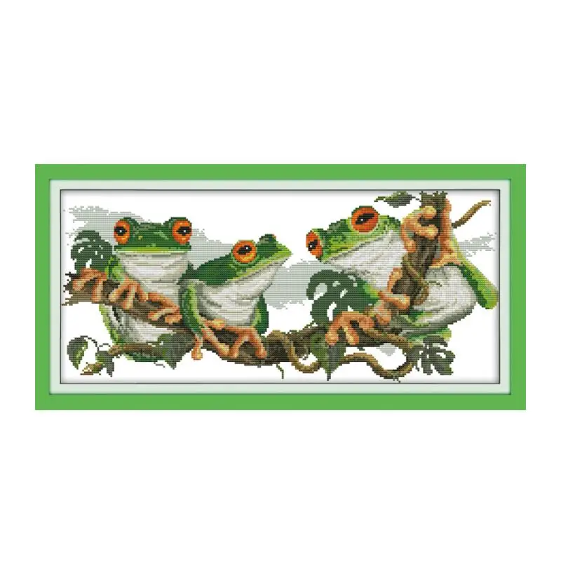 Набор для вышивки крестом «Три лягушки», 14 карат, 11 карат, предварительно штампованный холст, вышивка крестиком, вышивка для любителей животных, сделай сам, рукоделие ручной работы