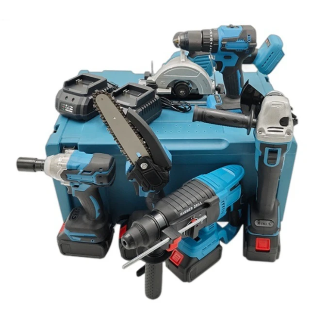 Best Discount 18V 20V 21V Lithium Battery Powered 6 in 1 Cordless Electric Brushless Power Drill Hammer Tools Combo Kit Set