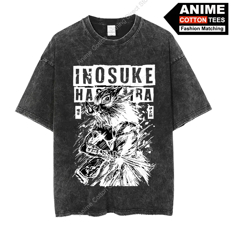 

Anime Demon Slayer T Shirt Hashibira Inosuke Print T-shirt y2k Harajuku Hip Hop Unisex Streetwear Vintage Cotton Oversized Tees