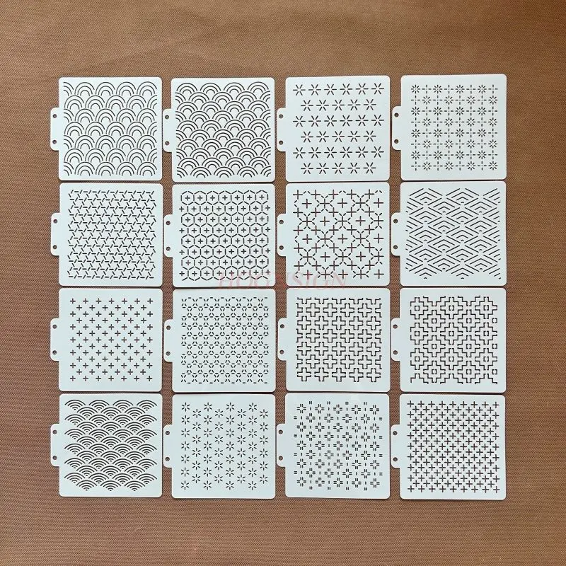 1 قطعة غرزة التطريز عبر شخصية الأرز غير النظامية الإبداعية شكل هندسي نمط التطريز DIY أداة مساعدة جوفاء #1