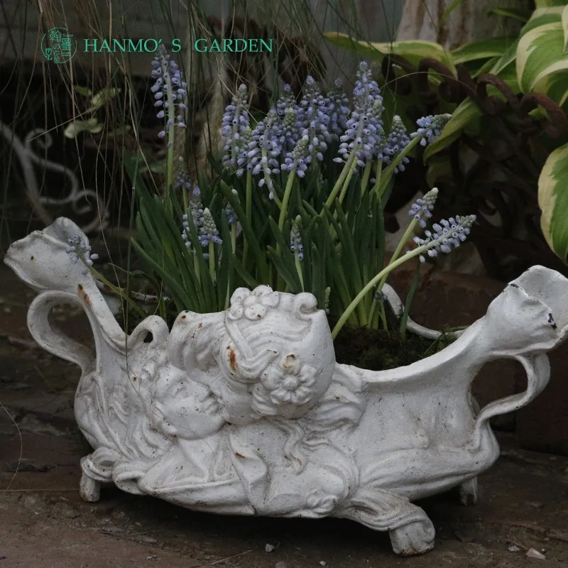 Garden, Cast Iron Eros Binaural Flat Basin Medieval Ornament Gardening Supplies