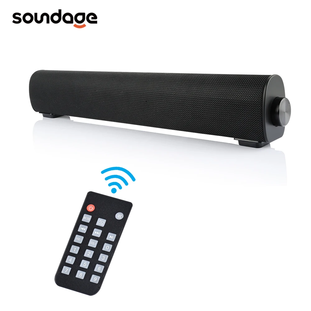 Soundage Portable Bluetooth Speaker 5.0 Wireless Sound Bar with Remote Control Quiet Support TF Computer Desktop Speaker