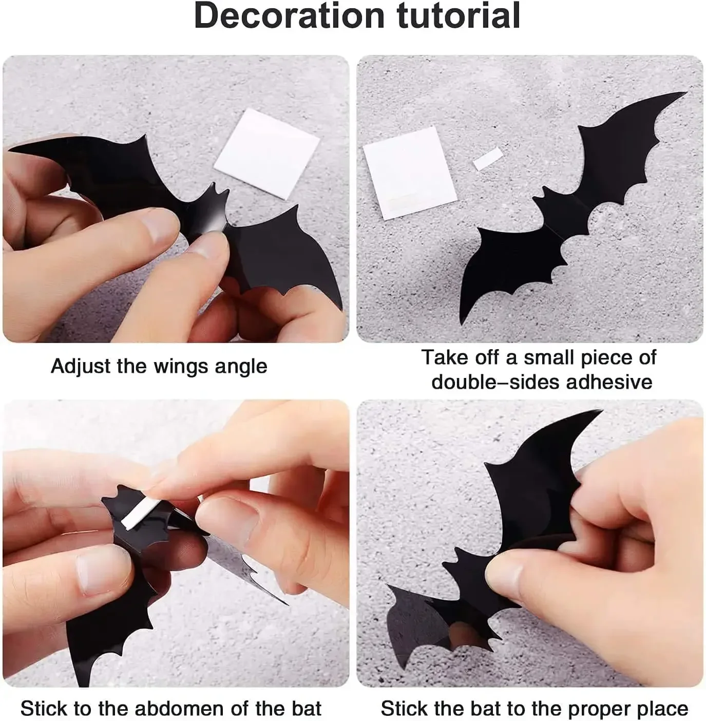 12-120pcs Halloween Decoration 3D Black PVC Bat Halloween Party DIY Decor Wall Sticker Bar Room Halloween Party Scary Decos