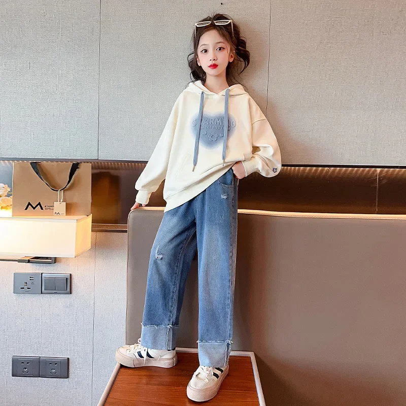 

Girl Heart Shape Drawstring Sport Shirts Junior Girl Long Sleeve Tops 2025 Korean Spring Autumn School Girl Sweatshirts Teenager