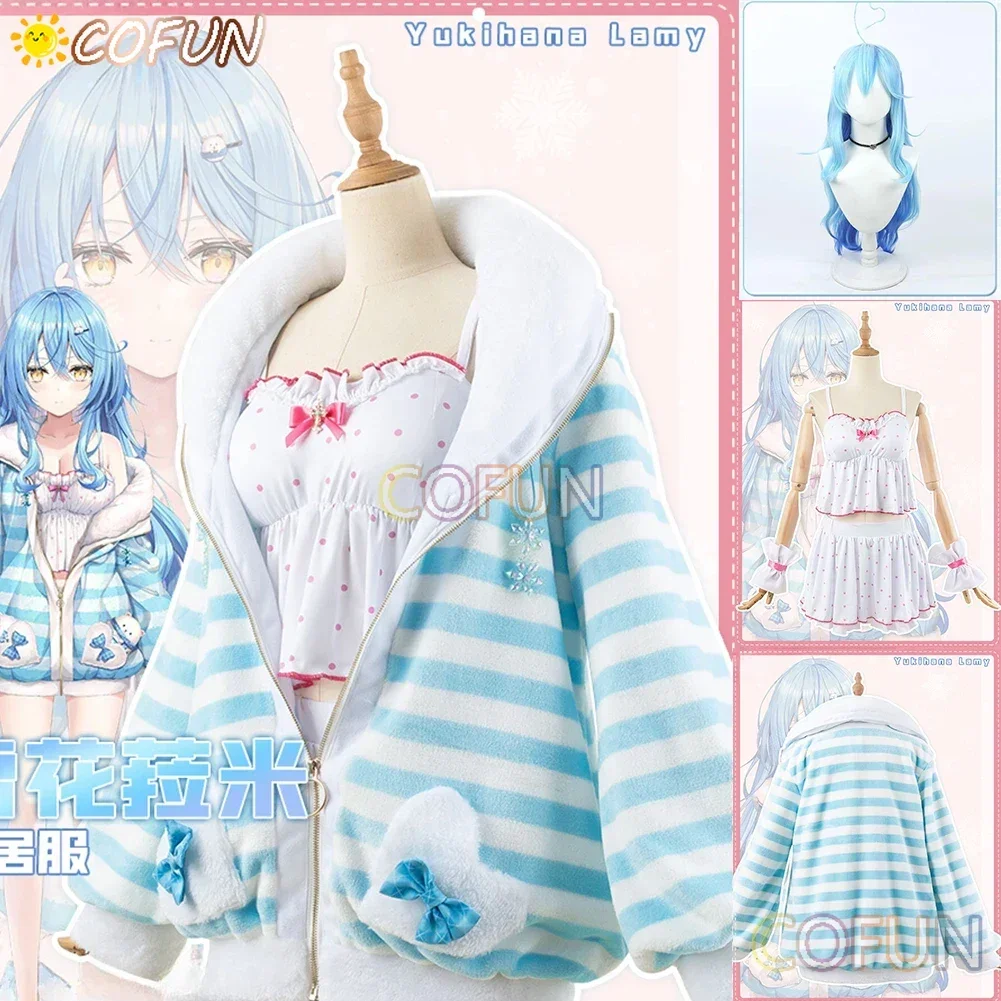 COFUN Vtuber Yukihana Lamy Costume Cosplay Abiti di Halloween Gonne da donna Abiti per la casa Copri pigiama Cappotto Parrucca