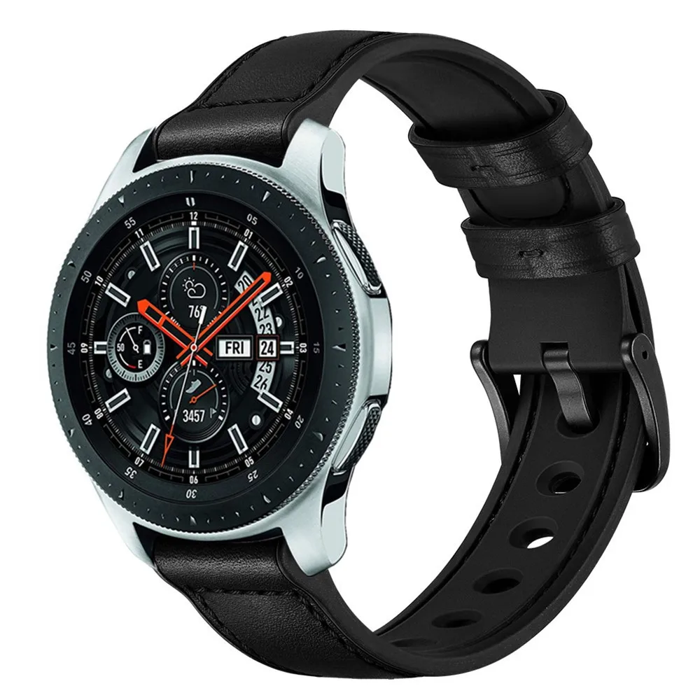 Leather + Silicone strap for Huawei watch 3/Samsung galaxy watch/Active 2 Men/Women replacement bracelet strap for Amazfit GTR