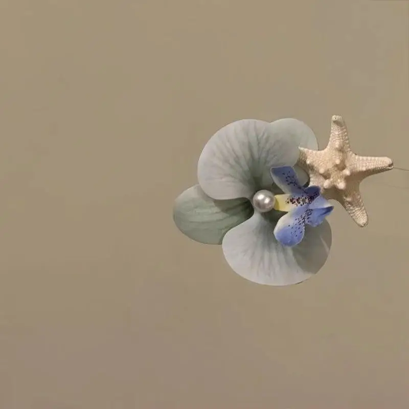 Halaenopsis Seestern-Haarspange Romantische Strand-Urlaubs-Haarspange Niedliches Sommer-Haaraccessoire für Frauen und Mädchen – Detail 3