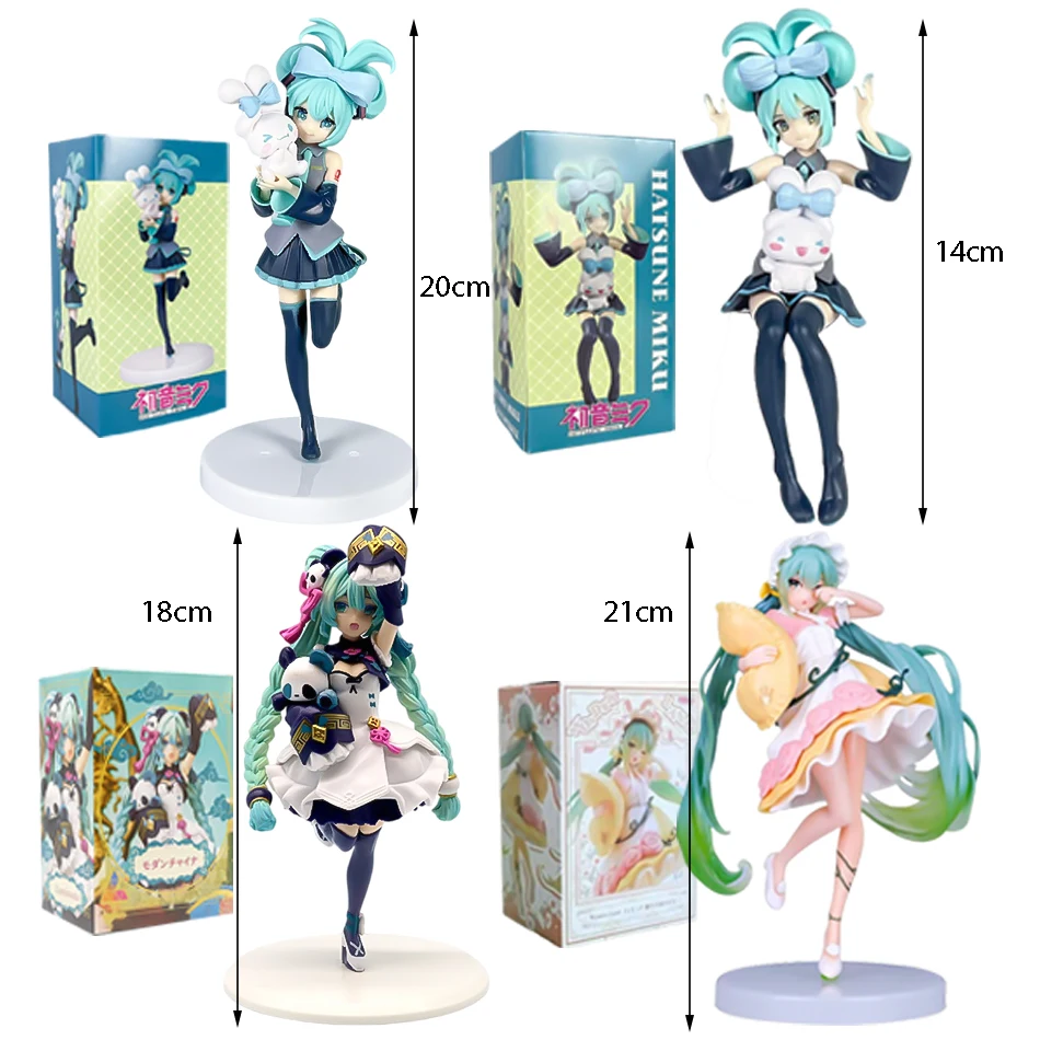 4 szt. Anime Hatsune Miku 14-21cm Figurka Akcji Kolekcjonerska Model PVC Dekoracje Zabawka Urodzinowa dla Dzieci Prezent Świąteczny Kawaii
