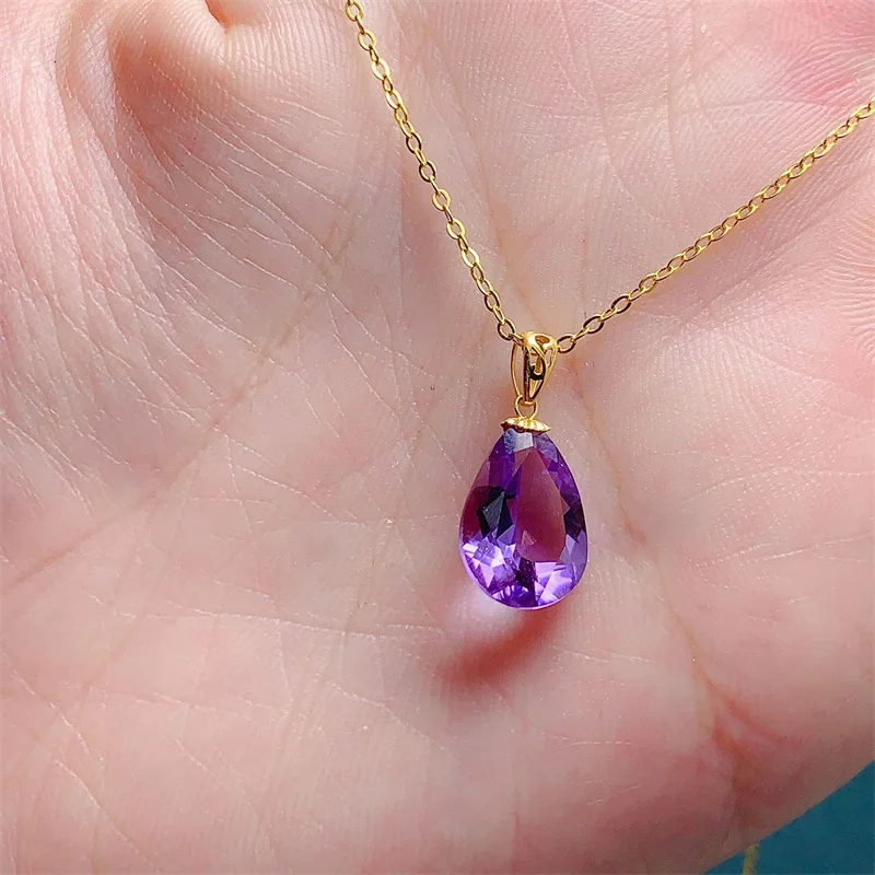 Original Real Fine Gorgous 18k Yellow Gold Necklace Pendant for Women Genuine Gemstone with Certificate Fine Jewelry