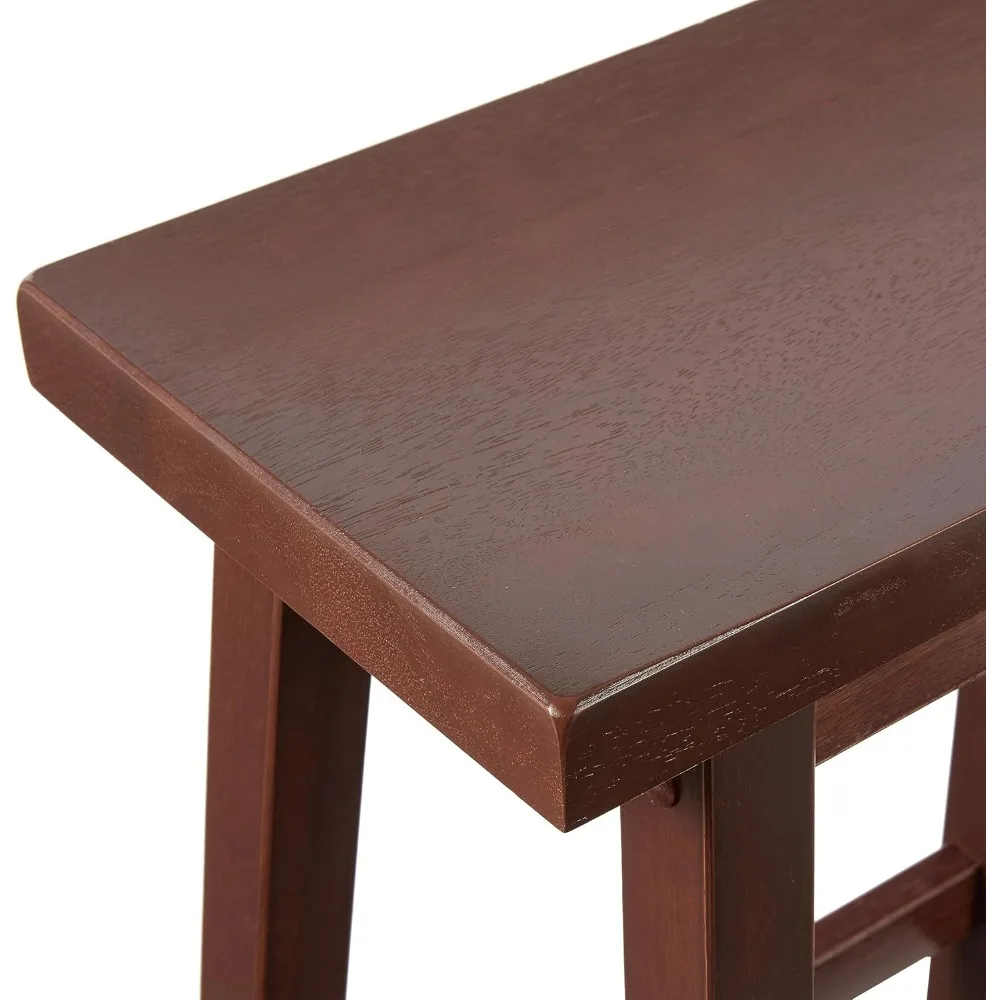 Solid Wood Kitchen Bar Stools Set of 2 with Footrest, Easy Assembly, Walnut Finish - Comfortable Counter Height Seating