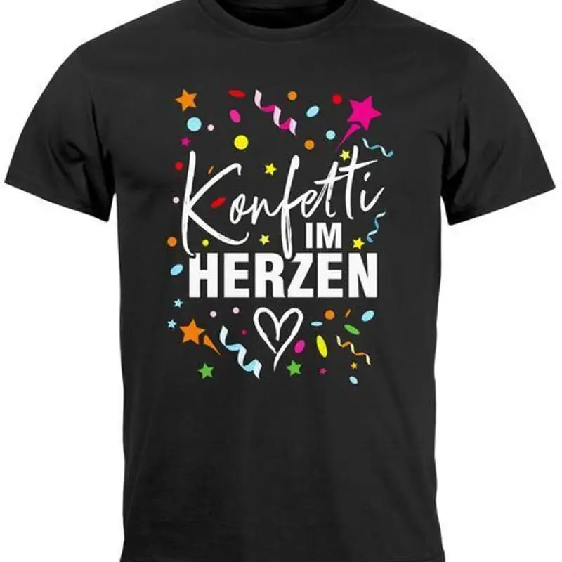 Herren-T-Shirt mit Karneval, Karneval, Konfetti am Herz, Kostüm mit Ersatzbesatz